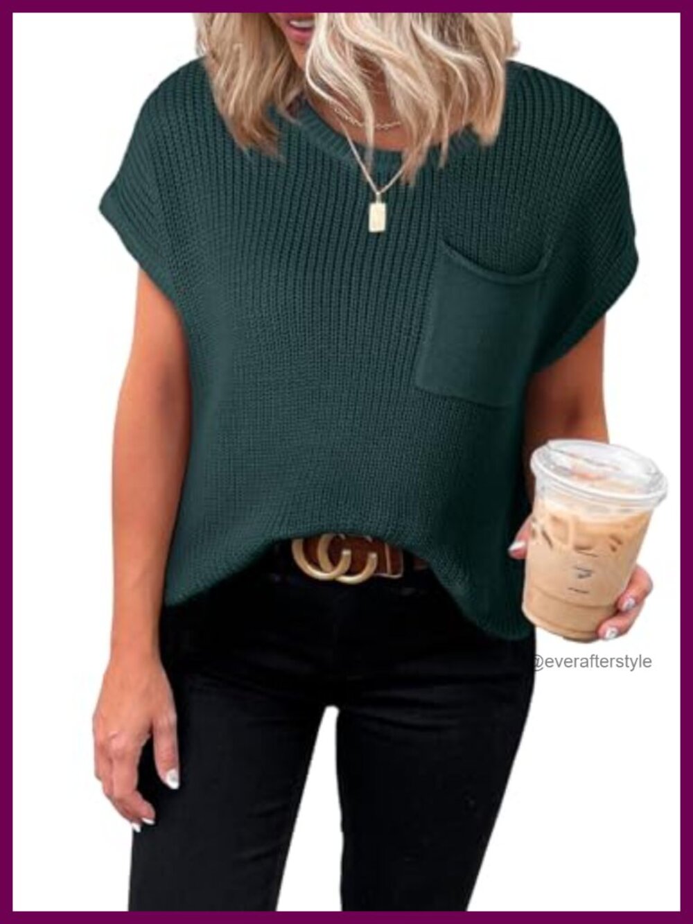 Womens Short Sleeve Knit Tunic Top Loose Fit Pullover Casual